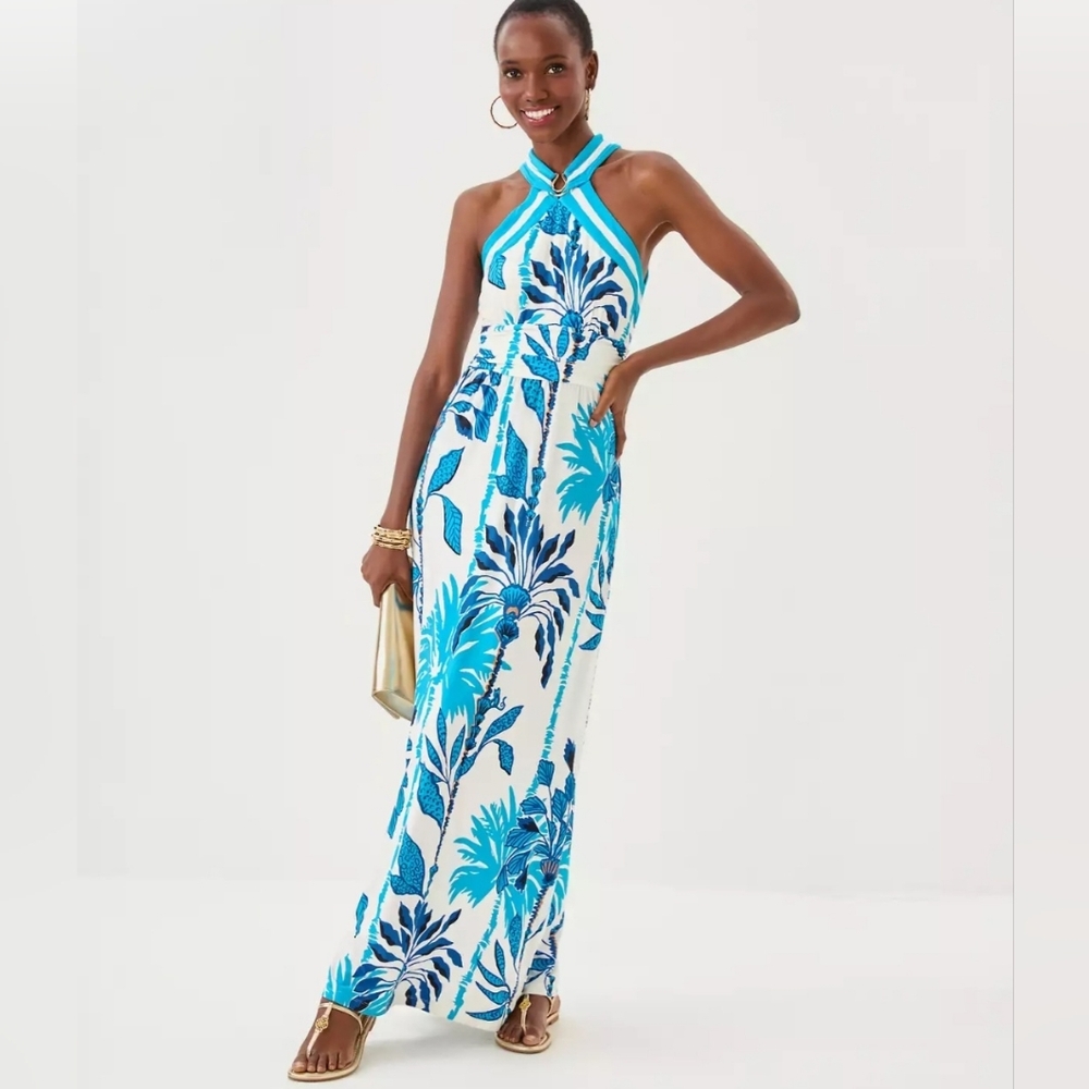 Lilly Pulitzer DEVENA maxi Dress Oversized Coconut Swaying In The Breeze
